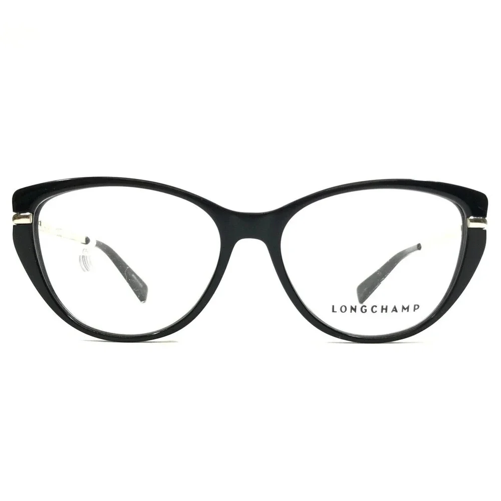 Longchamp Eyeglasses Frames LO2629 001 Black Gold Cat Eye Full Rim 54-16-140